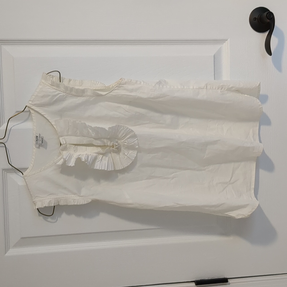 J. Crew White Ruffle Shell Sleeveless Blouse, Size 2